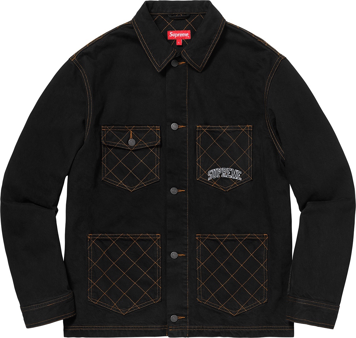Diamond Stitch Denim Chore Coat view 8